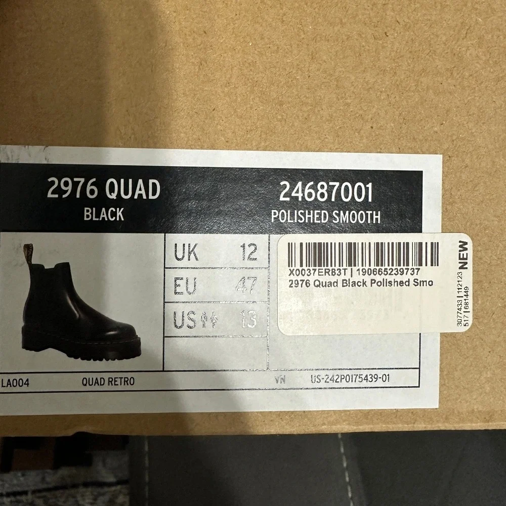 Dr. Martens Boots Chelsea 2976 Quad Mens Size 13 Smooth Black Leather